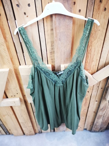 Top uni dentelle "Tiana" kaki