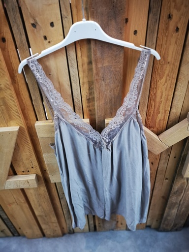 Top uni dentelle "Tiana" taupe