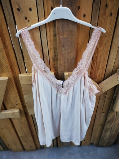 Top uni dentelle "Tiana" beige clair