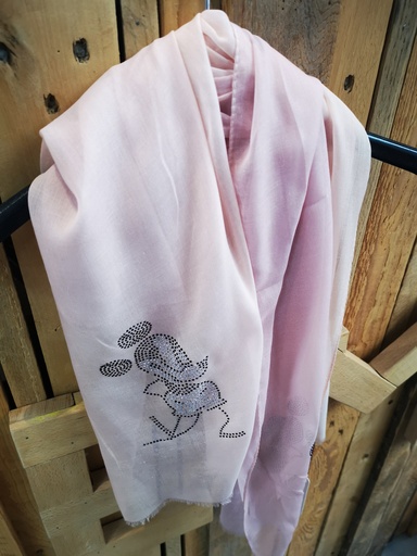 Foulard Mickey strass rose pâle