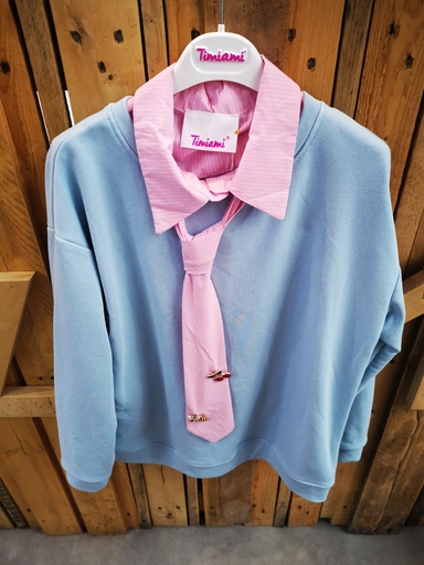 Sweat bleu cravatte avec broches