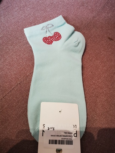 Chaussettes cerises strass vert eau