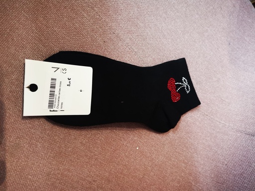 Chaussettes cerises strass noir