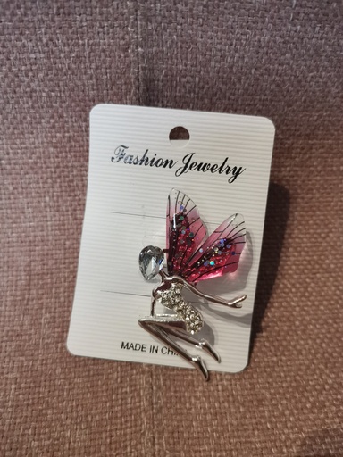 Broche fée rose