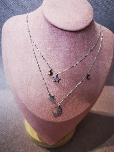 collier lune/étoile acier chirurgical