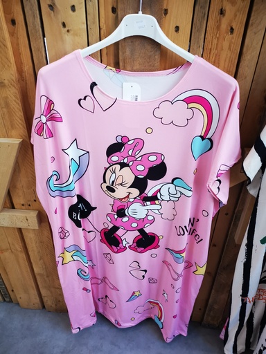 Robe de nuit Minnie cœur/arc en ciel rose(42-52)