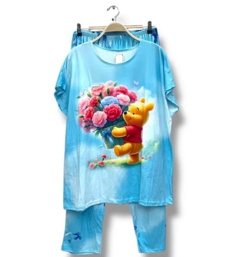 Pyjama Winnie fleurs bleu (T42-52)