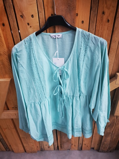 Blouse nœud "Lilou" vert eau