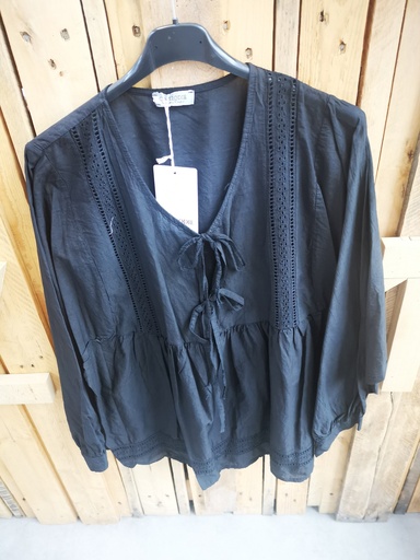Blouse nœud "Lilou" noir