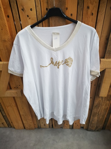 T-shirt "Hope" fleuri blanc