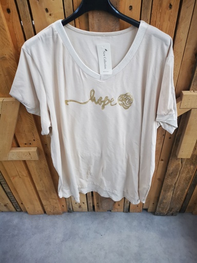 T-shirt "Hope" fleuri beige