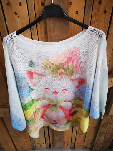Pull fines mailles avec chat kawaï 