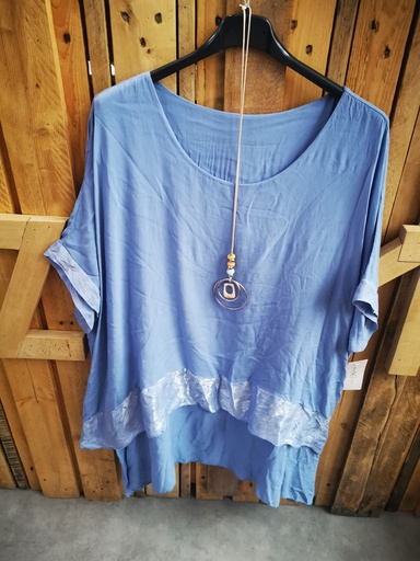 Blouse avec collier "Maïté" bleu jeans