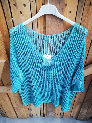 Blouse treillis "Line" turquoise