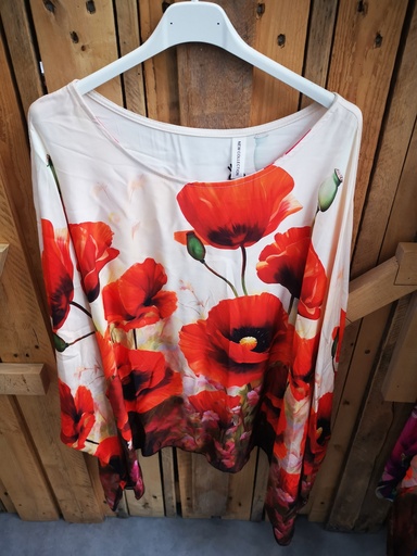 Blouse "Floridia" coquelicots beige