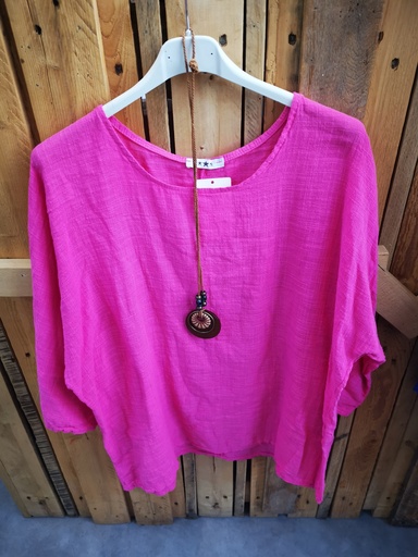 Blouse + collier "Zélia" fuchsia