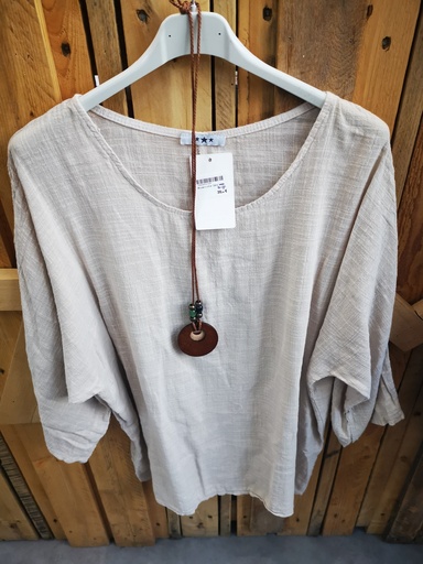 Blouse + collier "Zélia" beige