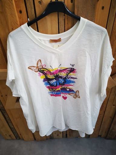 Blouse "papillons et love" sur fond blanc 