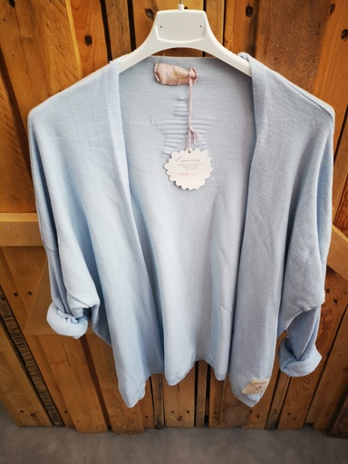 Gilet court uni "Coralie" bleu pâle