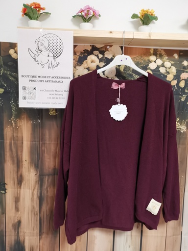 Gilet court uni "Coralie" aubergine