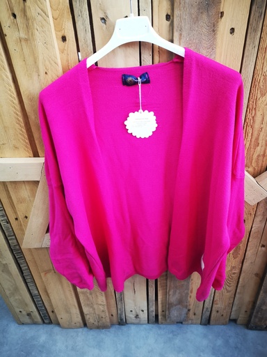 Gilet court uni "Coralie" fuchsia