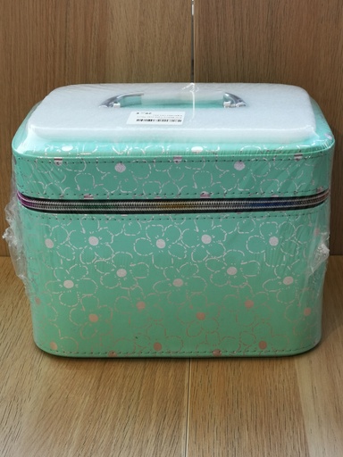Trio Beauty Case avec fleurs argentées vert eau