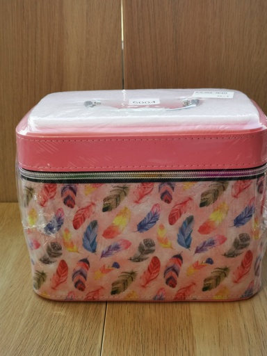 Trio Beauty Case avec plumes, rose
