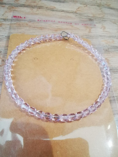 Bracelet argenté uni rose clair transparent (Fééries)