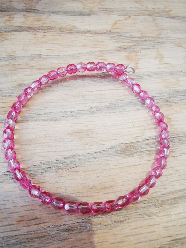 Bracelet argenté uni rose fuchsia clair (Fééries)