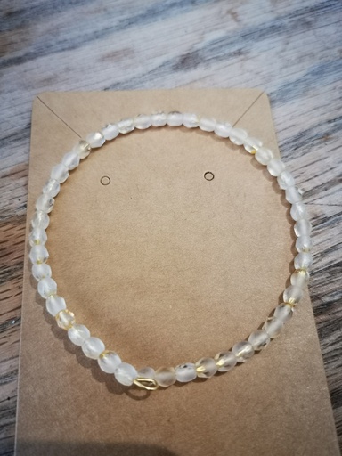 Bracelet uni cristal beige mat (Fééries)