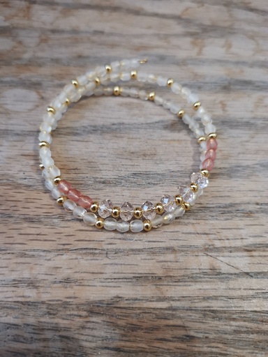 Bracelet doré 2 rangs 6 Swarovski silk(Fééries)