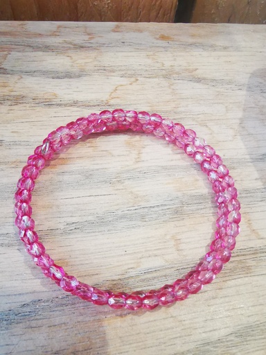 Bracelet 2rangs unis fucshia clair (Fééries)