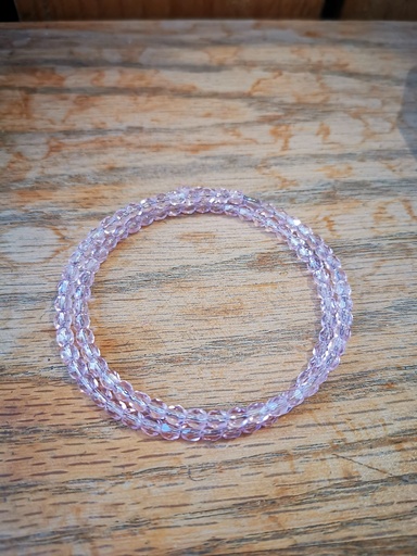 Bracelet 2 rangs unis rose clair transparent(Fééries) 