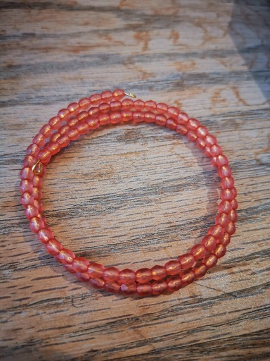 Bracelet 2 rangs unis rose transparent mat(Fééries)