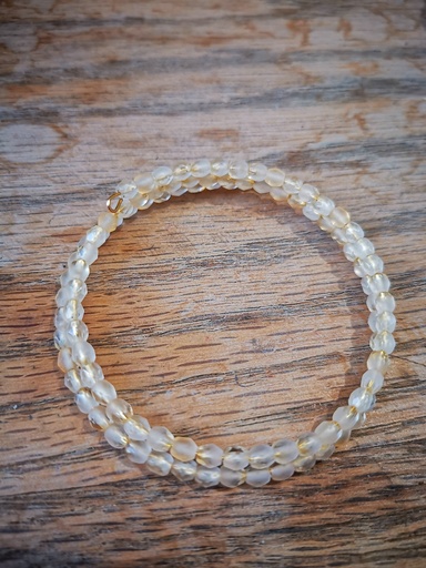 Bracelet 2 rangs unis beige mat Fééries)