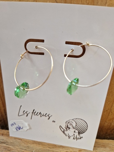 Boucles d'oreilles dorées cœur Swarovski vert interchangeables (Fééries)
