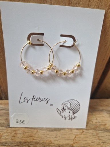Boucles d'oreilles Créoles dorées perles silk (Fééries) 