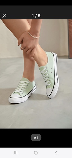Baskets en toile vert pistache pastel imitation Converse