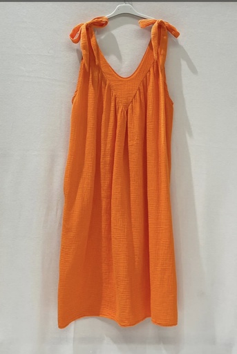 Robe longue "Natie" noeuds épaules orange