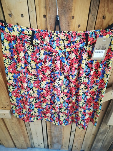 Short "Clémence" fleuri bleu-rouge-jaune
