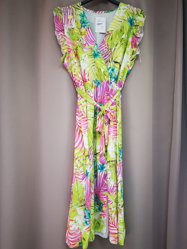 Robe "Jane" fleurie vert pomme