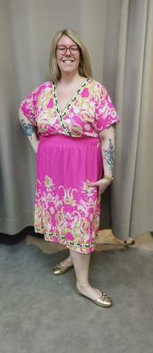 Robe "Alix" fleurie fuschia