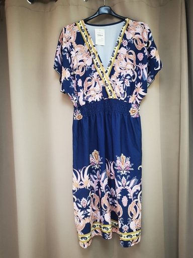 Robe "Alix" fleurie bleue marine