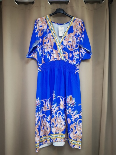 Robe "Alix" fleurie bleue roi