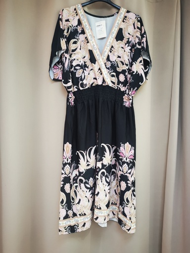 Robe "Alix" fleurie noire