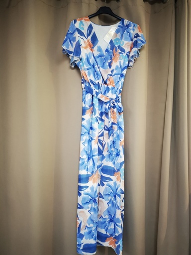 Robe longue "Sita" bleu/blanc gt