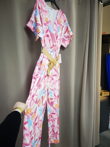 combi longue "Sita"rose manches courtes