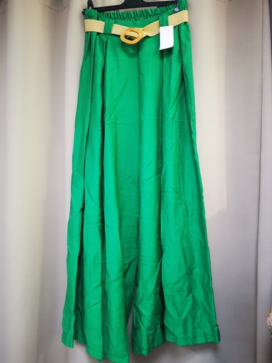 Pantalon "Assia" fluide uni avec ceinture vert gucci