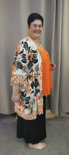 Kimono "Jade" noir et orange