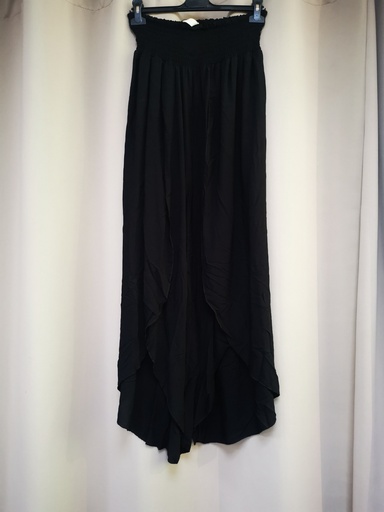 Pantalon "Christine" fluide jambes ouvertes noir